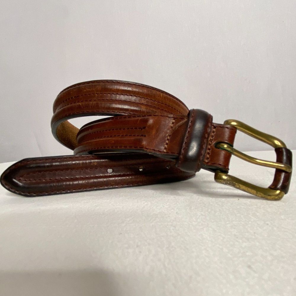💎Mens Brown Genuine Leather Work Belt Size 34 Heavy Duty Rugged
